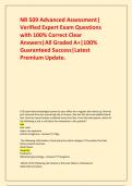NR 509 Advanced Assessment&vert; Verified Expert Exam Questions with 100&percnt; Correct Clear Answers&vert;All Graded A&plus;&vert;100&percnt; Guaranteed Success&vert;Latest Premium Update&period;