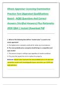 Illinois Appraiser Licensing Examination  Practice Test &lpar;Appraisal Qualifications  Board - AQB&rpar; Questions And Correct  Answers &lpar;Verified Answers&rpar; Plus Rationales  2026 Q&A &vert; Instant Download Pdf 