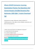 Illinois HVACR Contractor Licensing  Examination Practice Test Questions And  Correct Answers &lpar;Verified Answers&rpar; Plus  Rationales 2026 Q&A &vert; Instant Download  Pdf