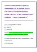 Illinois Insurance Producer Licensing  Examination &lpar;Life&comma; Accident & Health&rpar;  Practice 100 Questions And Correct  Answers &lpar;Verified Answers&rpar; Plus Rationales  2026 Q&A &vert; Instant Download Pdf 