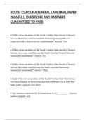 SOUTH CAROLINA FUNERAL LAW FINAL PAPER 2026 FULL QUESTIONS AND ANSWERS GUARANTEED TO PASS