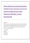 Illinois Physician Licensing Examination  &lpar;USMLE&rpar; Practice Questions And Correct  Answers &lpar;Verified Answers&rpar; Plus  Rationales 2026 Q&A &vert; Instant  Download Pdf
