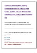 Illinois Private Detective Licensing  Examination Practice Questions And  Correct Answers &lpar;Verified Answers&rpar; Plus  Rationales 2026 Q&A &vert; Instant Download  Pdf