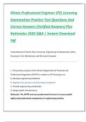 Illinois Professional Engineer &lpar;PE&rpar; Licensing  Examination Practice Test Questions And  Correct Answers &lpar;Verified Answers&rpar; Plus  Rationales 2026 Q&A &vert; Instant Download  Pdf 