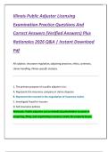 Illinois Public Adjuster Licensing  Examination Practice Questions And  Correct Answers &lpar;Verified Answers&rpar; Plus  Rationales 2026 Q&A &vert; Instant Download  Pdf