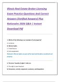 Illinois Real Estate Broker Licensing  Exam Practice Questions And Correct  Answers &lpar;Verified Answers&rpar; Plus  Rationales 2026 Q&A &vert; Instant  Download Pdf