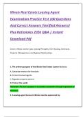 Illinois Real Estate Leasing Agent  Examination Practice Test 100 Questions  And Correct Answers &lpar;Verified Answers&rpar;  Plus Rationales 2026 Q&A &vert; Instant  Download Pdf