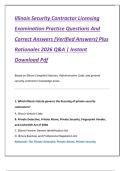 Illinois Security Contractor Licensing  Examination Practice Questions And  Correct Answers &lpar;Verified Answers&rpar; Plus  Rationales 2026 Q&A &vert; Instant  Download Pdf 
