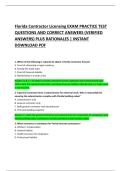 Florida Contractor Licensing EXAM PRACTICE TEST QUESTIONS AND CORRECT ANSWERS