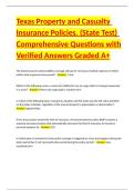 Texas Property and Casualty Insurance Policies&period; &lpar;State Test&rpar; Comprehensive Questions with Verified Answers Graded A&plus;