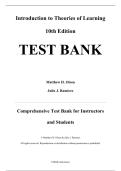Complete Test Bank — Introduction to Theories of Learning, 10th Edition — Matthew H. Olson & Julio J. Ramirez, 2020 — ISBN 9780367857912 — All Chapters Covered 1–16 (Latest Update)