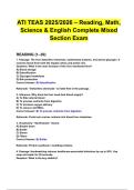 ATI TEAS 2025&sol;2026 &ndash; Reading&comma; Math&comma; Science & English Complete Mixed Section Exam