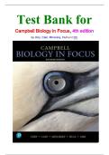 Test Bank for Campbell Biology in Focus&comma; 4th edition  by Urry&comma; Cain&comma; Minorsky&comma; Hull and Orr All chapters 1-43