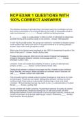 NCP EXAM 1 QUESTIONS WITH 100&percnt; CORRECT ANSWERS 