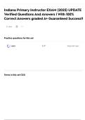 Indiana Primary Instructor EXAM &lpar;2025&rpar; UPDATE Verified Questions And Answers &vert; With 100&percnt; Correct Answers graded A&plus; Guaranteed Success&excl;&excl;