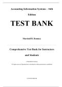 Test Bank for Accounting Information Systems, 16th Edition by Marshall B Romney