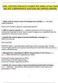 CSPR - CERTIFIED SPECIALIST PAYMENT REP &lpar;HFMA&rpar; ACTUAL EXAM  2025 TEST COMPREHENSIVE QUESTIONS AND VERIFIED ANSWERS  