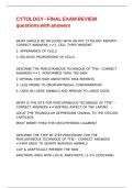 CYTOLOGY - FINAL EXAM REVIEW questions with answers