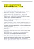 BADM 3601 OPERATIONS MANAGEMENT FINAL EXAM QUESTIONS WITH CORRECT ANSWERS