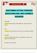 JEAN INMAN ACTUAL 2025&sol;2026 QUESTIONS AND 100&percnt; CORRECT ANSWERS