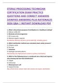 STERILE PROCESSING TECHNICIAN  CERTIFICATION EXAM PRACTICE  QUESTIONS AND CORRECT ANSWERS  &lpar;VERIFIED ANSWERS&rpar; PLUS RATIONALES  2026 Q&A &vert; INSTANT DOWNLOAD PDF 