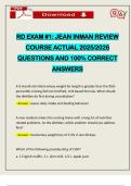 RD EXAM &num;1&colon; JEAN INMAN REVIEW COURSE ACTUAL 2025&sol;2026 QUESTIONS AND 100&percnt; CORRECT ANSWERS