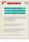 NAVY RTC PQS SECTIONS 01 &ndash; 11 ACTUAL 2025&sol;2026 QUESTIONS AND 100&percnt; CORRECT ANSWERS