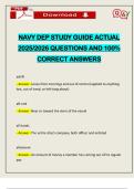 NAVY DEP STUDY GUIDE ACTUAL 2025&sol;2026 QUESTIONS AND 100&percnt; CORRECT ANSWERS