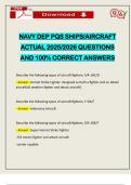 NAVY DEP PQS SHIPS&sol;AIRCRAFT ACTUAL 2025&sol;2026 QUESTIONS AND 100&percnt; CORRECT ANSWERS