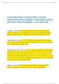 CLEP WESTERN CIVILIZATION 1 EXAM QUESTIONS AND CORRECT ANSWERS LATEST 2025-2026 UPDATE &vert;GRADE A&plus; GUARANTEE