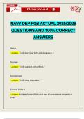 NAVY DEP PQS ACTUAL 2025&sol;2026 QUESTIONS AND 100&percnt; CORRECT ANSWERS