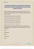 POSTPARTUM NURSING CARE EXAM WITH COMPLETE QUESTIONS AND WELL ELABORATED SOLUTIONS LATEST UPDATE THIS YEAR
