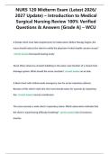 NURS 120 Midterm Exam &lpar;Latest 2026&sol; 2027 Update&rpar; &ndash; Introduction to Medical Surgical Nursing Review 100&percnt; Verified Questions & Answers &lbrack;Grade A&rsqb; &ndash; WCU