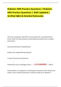 Pediatric HESI Practice Questions &sol; Pediatric HESI Practice Questions &vert; 2025 Updated &vert; Verified Q&A & Detailed Rationales