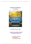Solution Manual - Automotive Technology&comma; A Systems Approach&comma; 4th Canadian Edition by Erjavec&comma; All 1-55 Chapters Covered &comma;Latest Edition