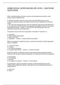 ASWB SOCIAL WORK BACHELOR LEVEL &sol; LSW EXAM QUESTIONS
