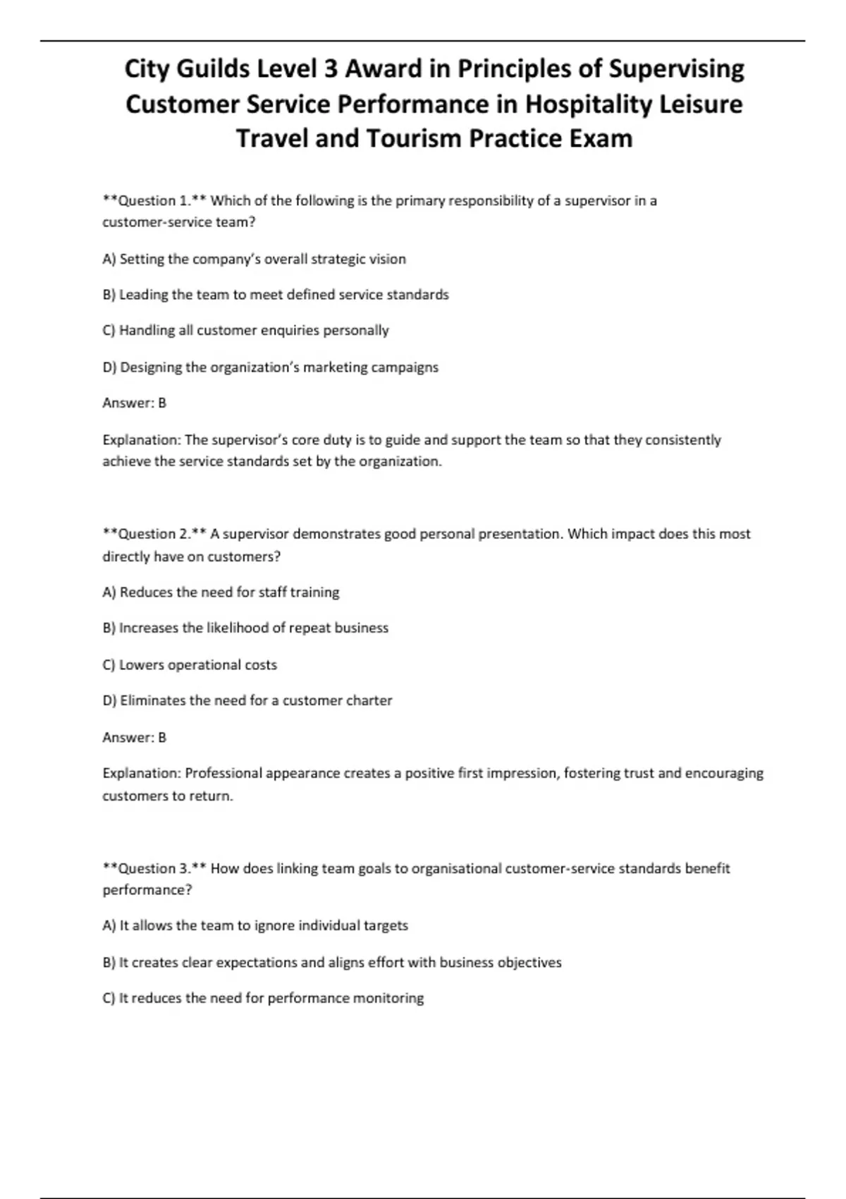 City Guilds Level 3 Award in Principles of Supervising Customer Service ...