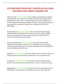 CLEP WESTERN CIVILIZATION 1 UPDATED ACTUAL EXAM  QUESTIONS AND CORRECT ANSWERS&vert; PDF 
