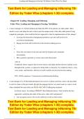 Leading and Managing in Nursing – Yoder-Wise (7th Edition) – Complete Test Bank (Chapters 1–30) – Comprehensive Exam Questions and Answers