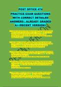 POST OFFICE 474 PRACTICE EXAM QUESTIONS WITH CORRECT DETAILED ANSWERS &vert; ALREADY GRADED A&plus;<RECENT VERSION>