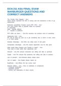 ECN 211 ASU FINAL EXAM MARBURGER QUESTIONS AND CORRECT ANSWERS