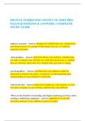 DIGITAL MARKETING INSTITUTE &lpar;DMI&rpar; PRO EXAM QUESTIONS & ANSWERS &vert; COMPLETE STUDY GUIDE