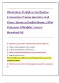 Illinois Basic Firefighter Certification  Examination Practice Questions And  Correct Answers &lpar;Verified Answers&rpar; Plus  Rationales 2026 Q&A &vert; Instant  Download Pdf 