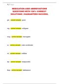 MEDICATION AIDE ABBREVIATIONS  QUESTIONS WITH 100&percnt; CORRECT  SOLUTIONS &vert; GUARANTEED SUCCESS&period; 