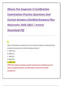 Illinois Fire Inspector II Certification  Examination Practice Questions And  Correct Answers &lpar;Verified Answers&rpar; Plus  Rationales 2026 Q&A &vert; Instant  Download Pdf