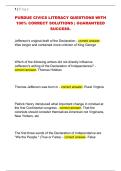 PURDUE CIVICS LITERACY QUESTIONS WITH  100&percnt; CORRECT SOLUTIONS &vert; GUARANTEED  SUCCESS&period;