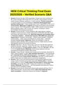 HESI Critical Thinking Final Exam 2025&sol;2026 &ndash; Verified Scenario Questions & Answers