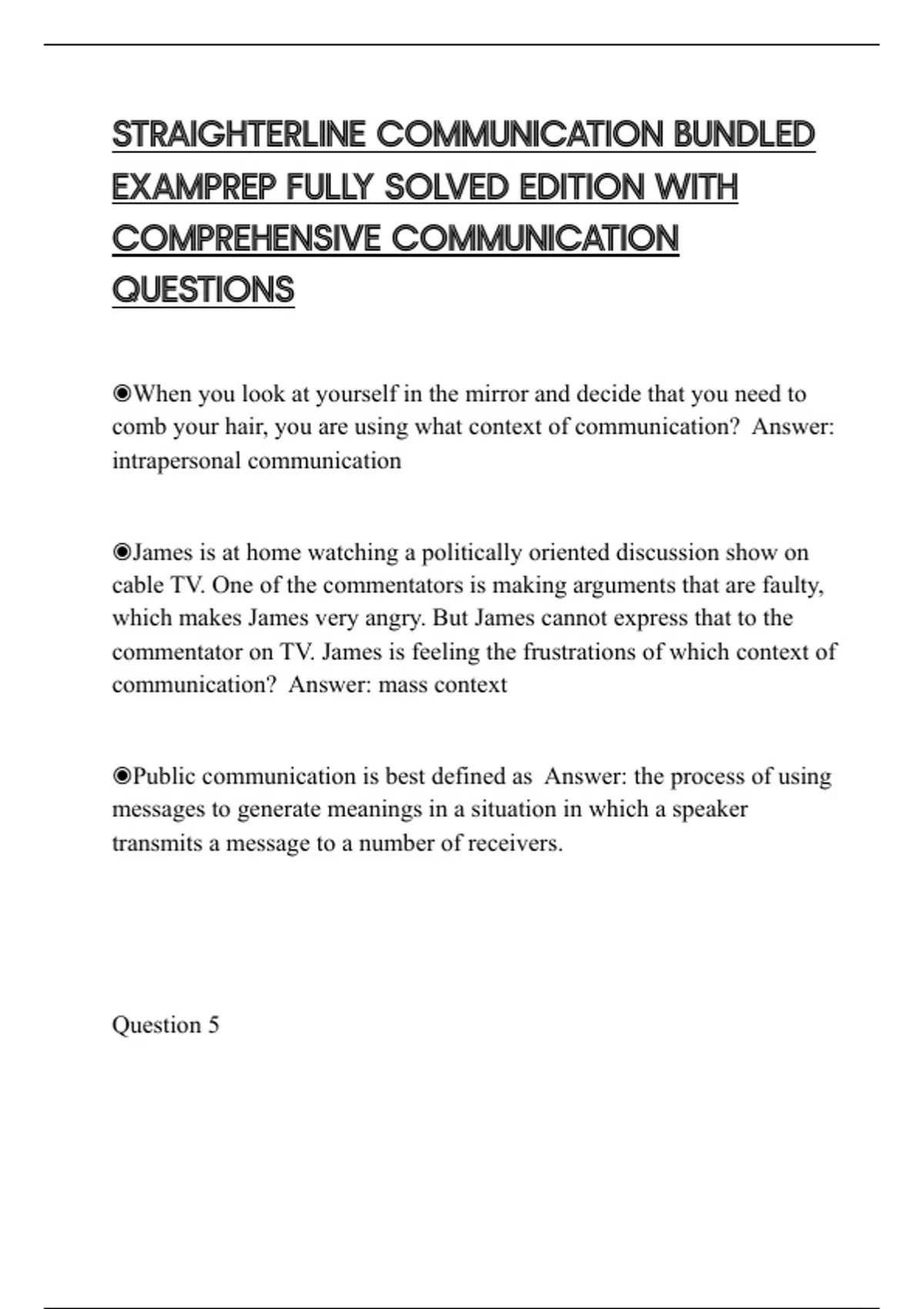 STRAIGHTERLINE COMMUNICATION BUNDLED EXAMPREP FULLY SOLVED EDITION WITH ...