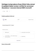 Michigan Jurisprudence Exam EXAM fully solved & updated &lpar;latest version verified for accuracy&rpar; &lpar;Questions &plus; Answers&rpar; Solved 100&percnt; Correct&excl;&excl;