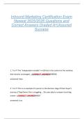 Inbound Marketing Certification Exam  Newest 2025&sol;2026 Questions and  Correct Answers Graded A&plus;&vert;Assured  Success 